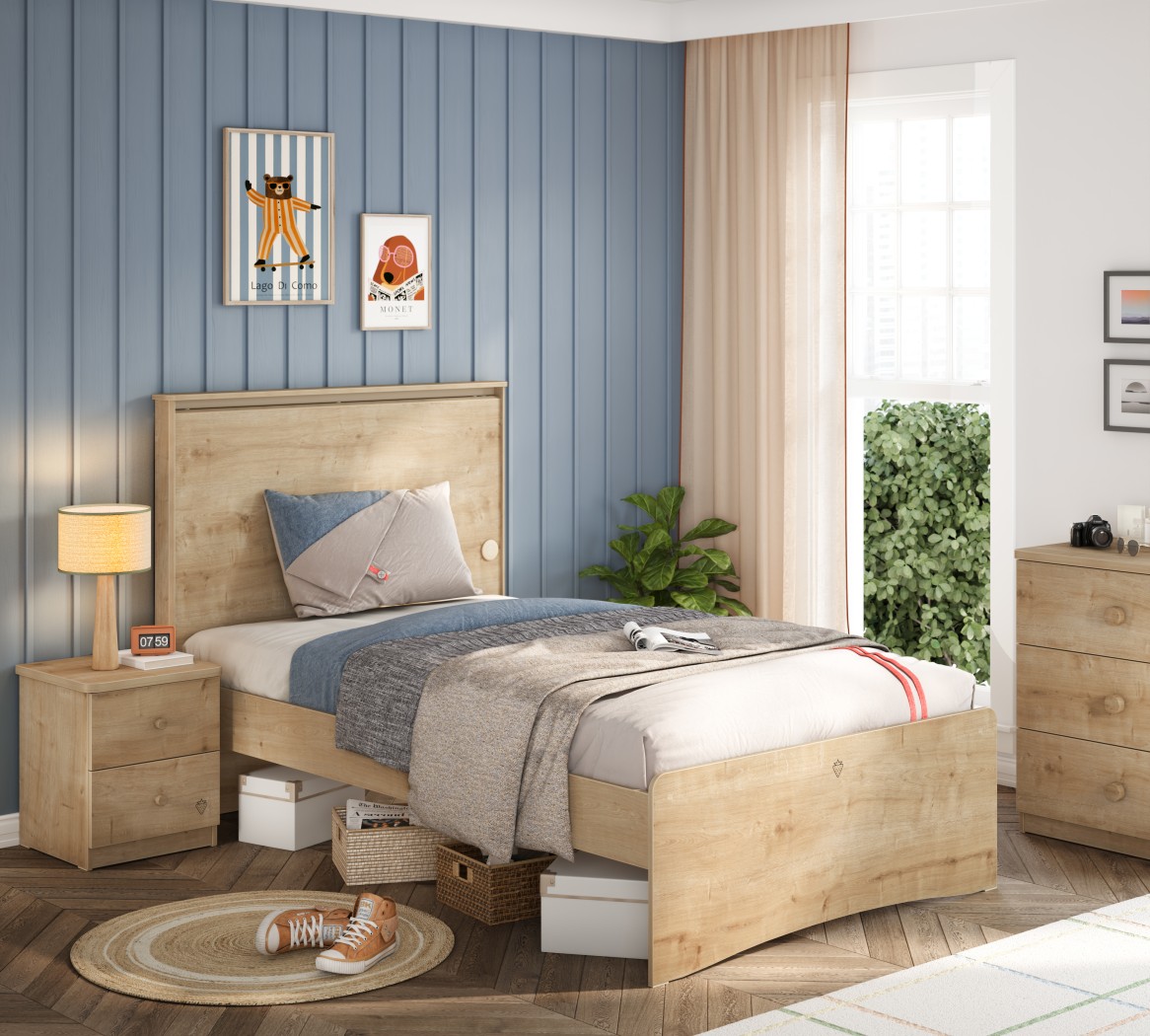 20.30.180 (1) Mocha Bed with Flat Headboard 100x200cm - Image 1