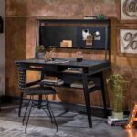 Dark Metal Line Study Desk with Unit