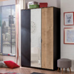 Black 3 Doors Wardrobe