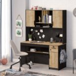 Black Study Desk with Unit