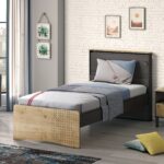 Black Bed with Flat Headboard 120x200cm