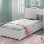 Rustic White Bed With Base 120x200cm