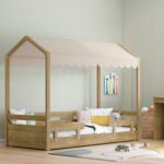 Mocha Roof Bed 90x200cm with Fence Safety Bar