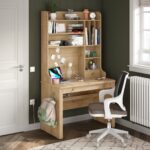 Mocha Small Study Desk with Tall Study Unit