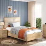 Mocha Fabric Headed Bed with Base 120x200cm