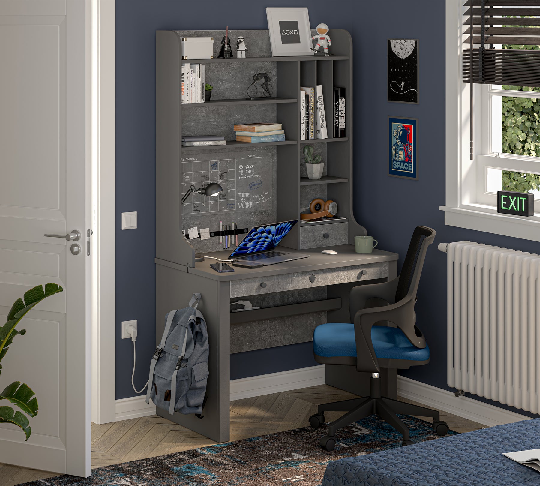 20.81.1105.00-01_1800x1800 Space Gray Small Study Desk with Tall Unit - Figura 1