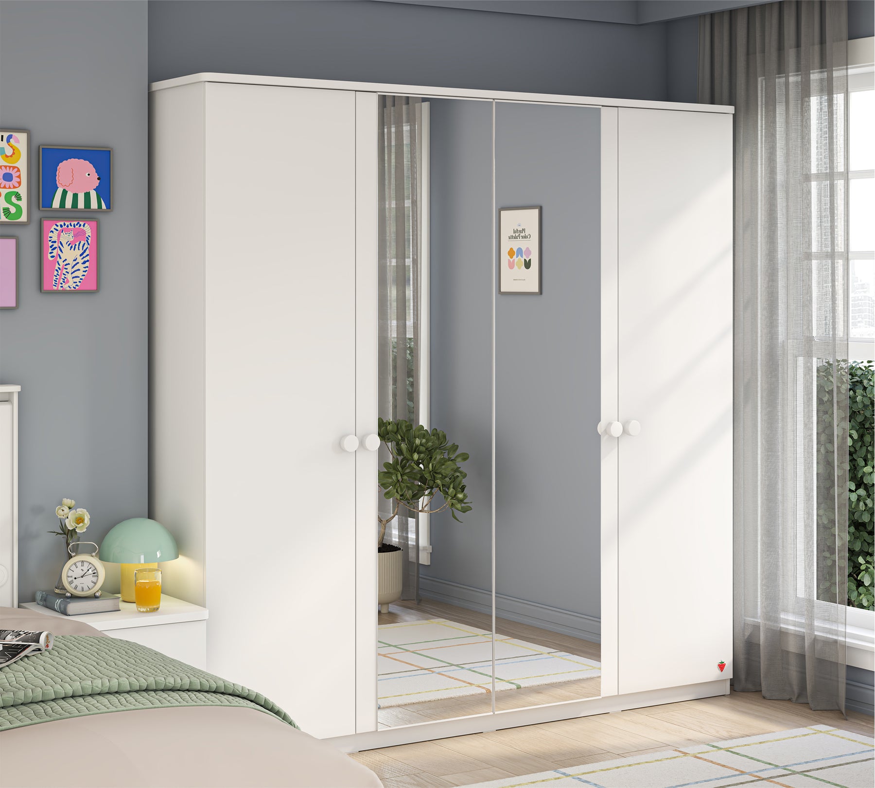 20.94.1004.00-01_1800x1800 Varia White 4 Doors Wardrobe - Image 1